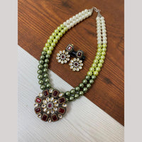 FS Collection 2 Tone Plated Kundan with Colorful Accents Necklace Set
