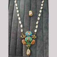 FS Collection Artistic Gold Plated Elegance Multi-Color Meenakari Long Necklace Set