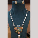 FS Collection Artistic Gold Plated Elegance Multi-Color Meenakari Long Necklace Set
