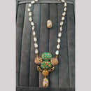 FS Collection Artistic Gold Plated Elegance Multi-Color Meenakari Long Necklace Set