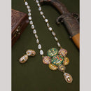 FS Collection Artistic Gold Plated Elegance Multi-Color Meenakari Long Necklace Set