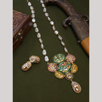 FS Collection Artistic Gold Plated Elegance Multi-Color Meenakari Long Necklace Set