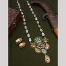 FS Collection Artistic Gold Plated Elegance Multi-Color Meenakari Long Necklace Set