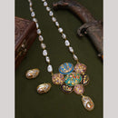 FS Collection Artistic Gold Plated Elegance Multi-Color Meenakari Long Necklace Set