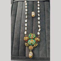 FS Collection Artistic Gold Plated Elegance Multi-Color Meenakari Long Necklace Set