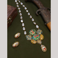 FS Collection Artistic Gold Plated Elegance Multi-Color Meenakari Long Necklace Set