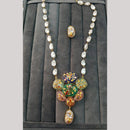 FS Collection Artistic Gold Plated Elegance Multi-Color Meenakari Long Necklace Set
