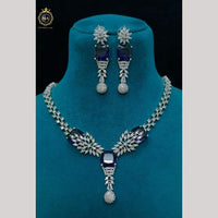 FS Collection Premium Silver Plated American Diamond Necklace Set
