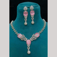 FS Collection Premium Silver Plated American Diamond Necklace Set