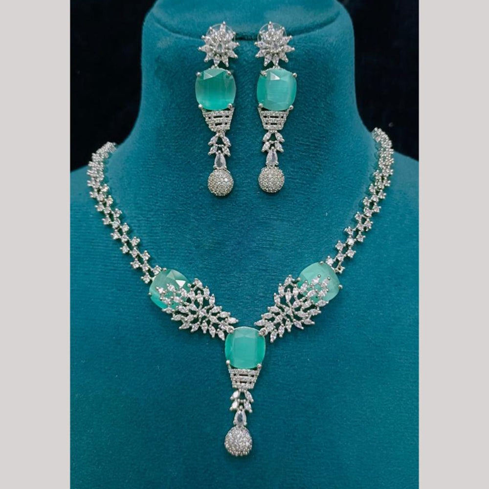 FS Collection Premium Silver Plated American Diamond Necklace Set