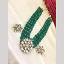 FS Collection Designer Gold Plated Kundan & Beads Long Necklace Set