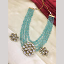 FS Collection Designer Gold Plated Kundan & Beads Long Necklace Set