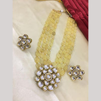 FS Collection Designer Gold Plated Kundan & Beads Long Necklace Set