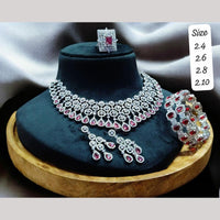 FS Collection Designer Silver Plated American Diamonds Jewelry Combo