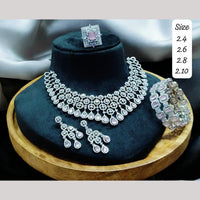 FS Collection Designer Silver Plated American Diamonds Jewelry Combo