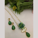 FS Collection Designer Gold Plated Mother of Pearls Rose Stylish Long Necklace Set