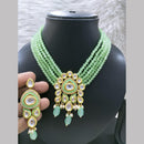 Fs Collection Elegant Gold Plated Kundan & Beads Necklace Set