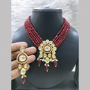 Fs Collection Elegant Gold Plated Kundan & Beads Necklace Set