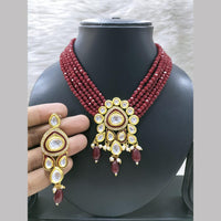 Fs Collection Elegant Gold Plated Kundan & Beads Necklace Set