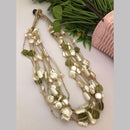 FS Collection Gold Plated Mother Of Pearls Multi Layer Long Necklace Set