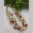 FS Collection Gold Plated Mother Of Pearls Multi Layer Long Necklace Set