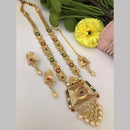 FS Collection Pota Stone And Pearls Meenakari Long Necklace Set