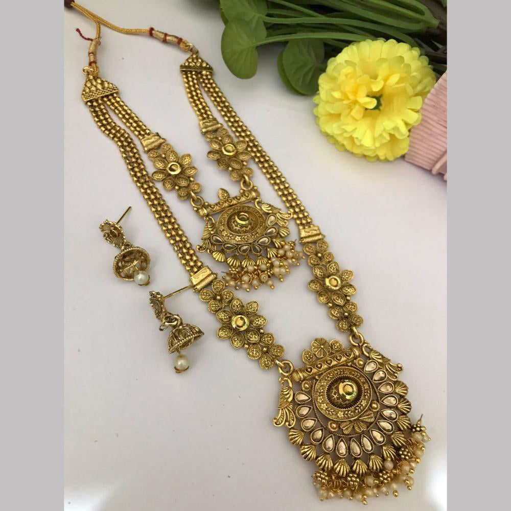 FS Collection Gold Plated Crystal Long Necklace Set