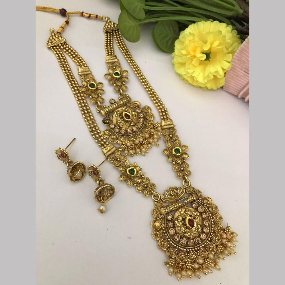 FS Collection Gold Plated Crystal Long Necklace Set