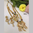 FS Collection Gold Plated Kundan And Meenakari Long Necklace Set