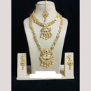 FS Collection Gold Finish Pota And Pearl Traditional Meenakari Double Necklace Set