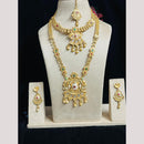 FS Collection Gold Finish Pota And Pearl Traditional Meenakari Double Necklace Set