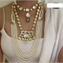 FS Collection Gold Plated Kundan Work And Beads Combo Necklace Set