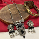 FS Collection Antique Oxidised Plated Crystals & Pearls for Women Long Necklace Set