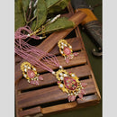 FS Collection Gold Plated with Kundan & Beads Perfect for Traditional Wear Long Necklace Set