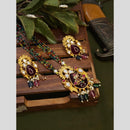 FS Collection Gold Plated with Kundan & Beads Perfect for Traditional Wear Long Necklace Set