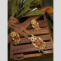 FS Collection Gold Plated with Kundan & Beads Perfect for Traditional Wear Long Necklace Set