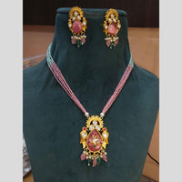 FS Collection Gold Plated with Kundan & Beads Perfect for Traditional Wear Long Necklace Set