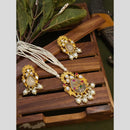 FS Collection Gold Plated with Kundan & Beads Perfect for Traditional Wear Long Necklace Set