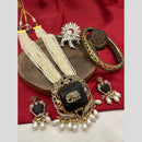 FS Collection Elegant Gold Plated with Austrian Stones & Pearls Long Necklace