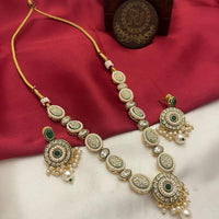 FS Collection Luxury Gold Plated Crystal and Pearls Perfect for Festivities Necklace Se