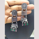 FS Collection Antique Oxidised Plated Stylish Pota Stones Dangler Earrings