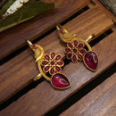 FS Collection Stylish Gold Plated Pota Stone Earcuff Earrings