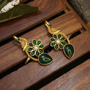 FS Collection Stylish Gold Plated Pota Stone Earcuff Earrings