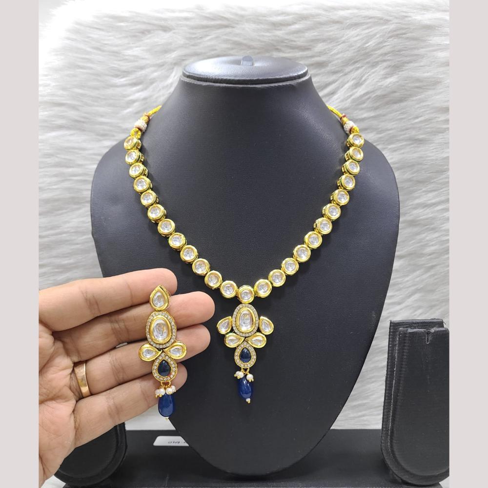 FS Collection Gold Plated Kundan and Beads Traditional Ethnic Jewelry Necklace Set