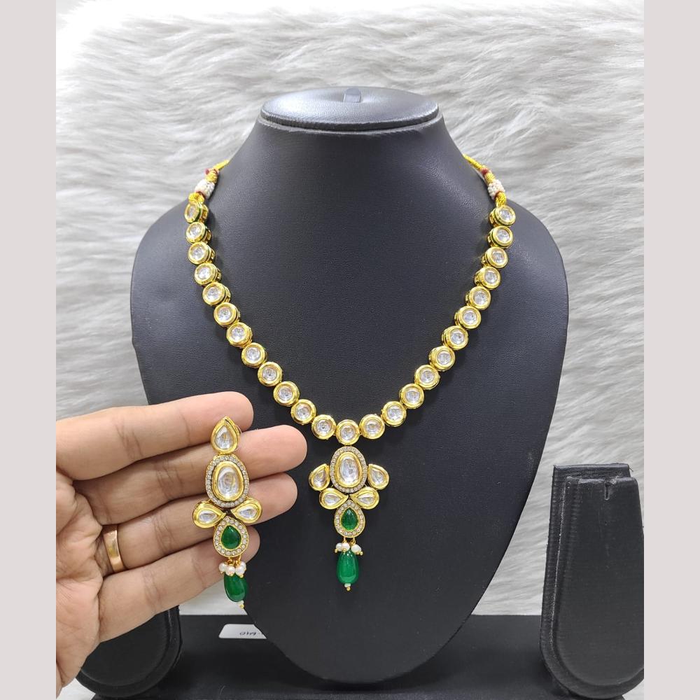 FS Collection Gold Plated Kundan and Beads Traditional Ethnic Jewelry Necklace Set