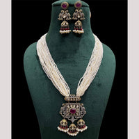 FS Collection Gold Plated Classic Kundan and Pearls Jewelry for Traditional Indian Outfits Long Necklace Set