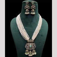 FS Collection Gold Plated Classic Kundan and Pearls Jewelry for Traditional Indian Outfits Long Necklace Set