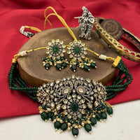FS Collection 2 Tone Kundan Beads Bridal & Ethnic Wear Choker Necklace Set