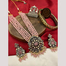 FS Collection 2 Tone Kundan Beads Bridal & Ethnic Wear Long Necklace Set