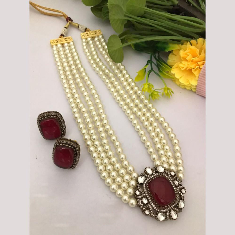 FS Collection Designer Crystals and Pearls Long Necklace Set